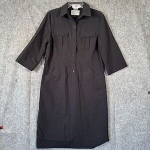 Murphy & Hartelius Airline Uniform Dress Womens 8 Black Shirt Button Flap Pocket